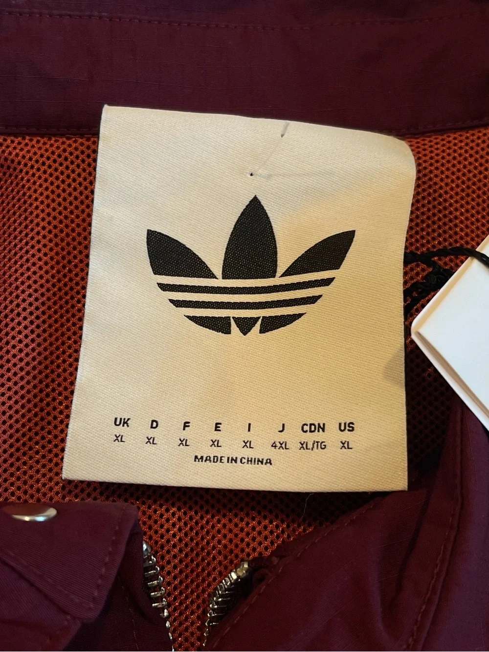 Adidas OG LA Windbreaker Jacket Mesh Lined Maroon Full Zip